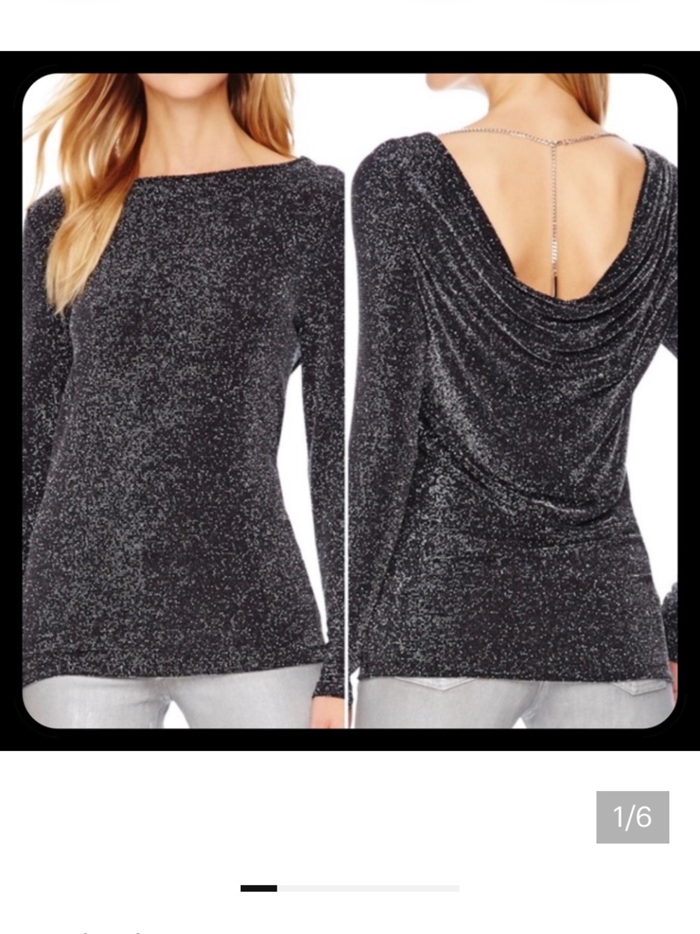 Michael Kors Long Sleeve Black & Silver Sparkle Sweater Womans Sz XXS